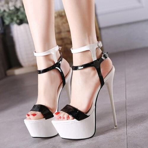 Women High Heels Sandals 16cm Sexy Stripper Shoes Party Pumps Shoes Women Gladiator Platform Sandals Size
