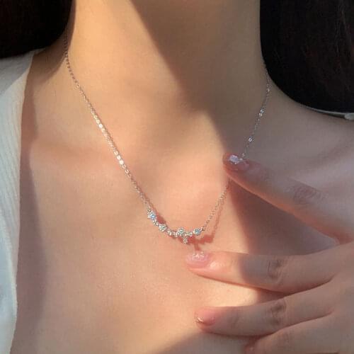 925 Sterling Silver Star CZ Necklace for Women Clavicle Chain Necklaces Party Jewelry Wholesale