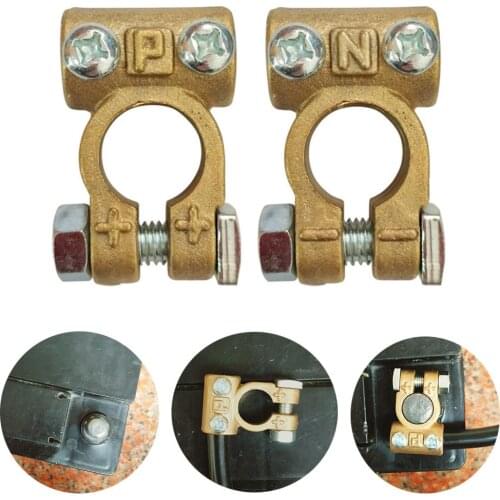 1Pair Car Battery Terminals Clamps Connection Positive Negative Brass Cables Connectors Battery Terminal for Car Truck RV Ship
