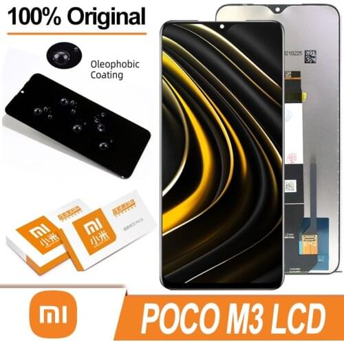 100% Original 6.53" IPS Display with frame for XiaoMi POCO M3 M2010J19CG LCD Touch Screen Digitizer Assembly Repair Parts