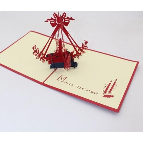 3D Handmade 2019 Merry Christmas Red Candle Paper Greeting Cards PostCard New Year Relative Kids Friend Classmate Gift