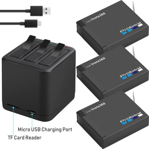 3x1400mAh ONE X battery + USB charger support reading and writing TF card at the same time For Insta360 One X Accessories