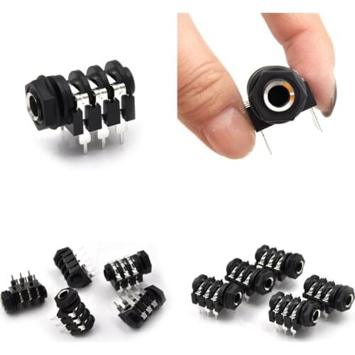 5PCS 6.35mm/6.35 Stereo Audio Microphone Female socket/Jack Connector 6P/6PIN