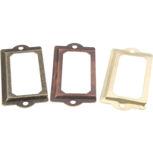 5Pcs 70*33mm Antique Metal Label Pull Frame Handle File Name Card Holder For Furniture Cabinet Drawer Box Case Bin With Screw