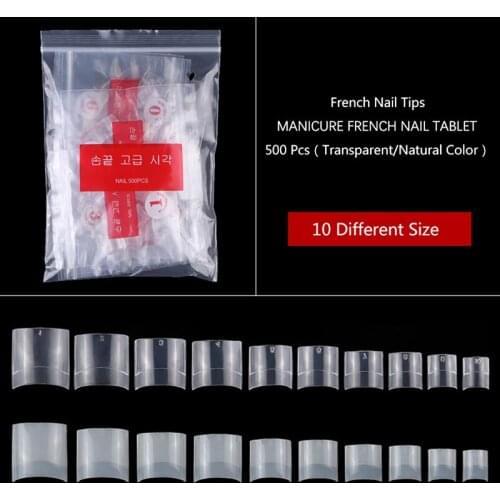500pcs/Box Transparent Acrylic False Nail Tips Natural/clear Short Nails Suitable For Professional Salon Or Personal Use