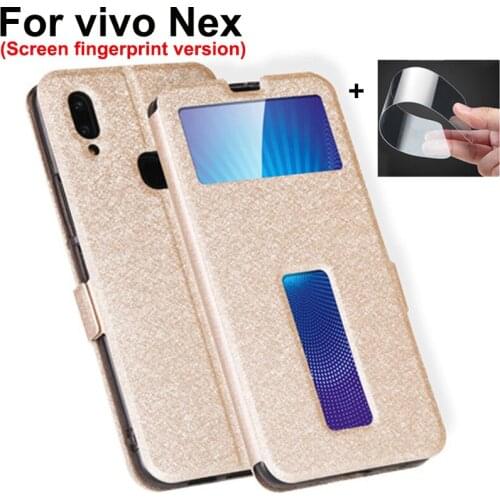 6.59" Open window capas For vivo Nex Case Cover Luxury PU Leather Flip Cover For vivo NexA Nex A shell coque vivoNex fundas bags