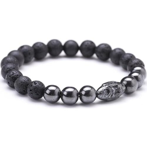 6pcs Natural stone Amazonite black Buddha head cross bracelet stone lava rock lion head meditation for Jewelry Making Free