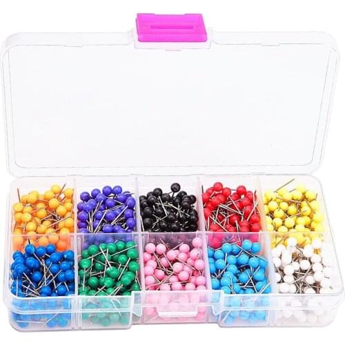 600x Map Push Pins, 10 Colors Thumb Tacks Map Tacks Push Pins, Corkboard Colorful Needle Point Pin with Plastic Round Head