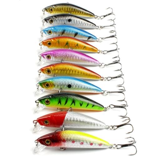 7cm/8g Slow Sinking or Flaoting Minnow Wobbler Fishing Lures Artificial Hard Bait Depth 0-3m Bass Pike Bait Tackle