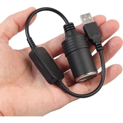 5V USB To 12V Female Cigarette Lighter Socket Power Converter Adapter Made of Copper Core PVC