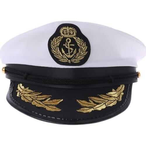 White Adult Yacht Boat Captain Navy Cap Costume Party Cosplay Dress Sailor Hat Drop ship