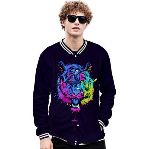 New Animal Tiger 3d Baseball Jacket Coats Men Women Daily Fashion Casual Long Sleeve Homme Baseball Hoodies Jackets Clothes Tops