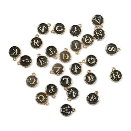 10pcs 12mm A-Z Letter Charms Alphabet Enamel Charm Pendants for DIY Bracelet Necklace Crafts Jewelry Making Beads Handmade