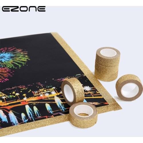 EZONE 1PCS DIY Hand Account Album Border Decorative Tape With Gold Flash Flash Powder Beautify Border Gold Tape Decorate Tape