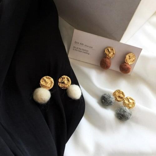 Geometric Hair Balls Round Cute Earrings Metal Spring Drop Earrings 2020