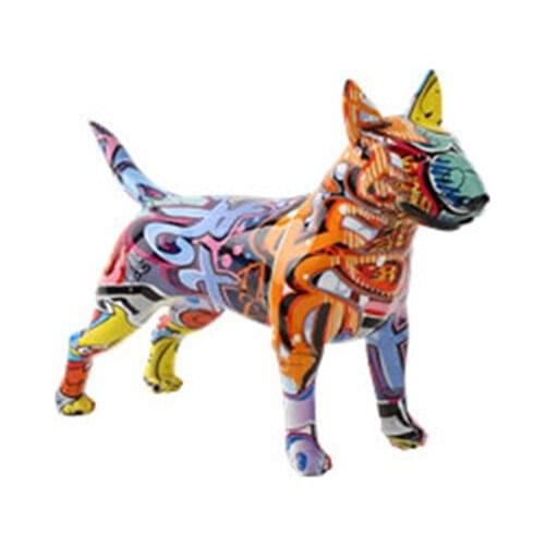 Art Colorful Creative Bull terrier Small English Resin Dog Crafts Home Decoration Color Modern Simple Office Desktop Craft