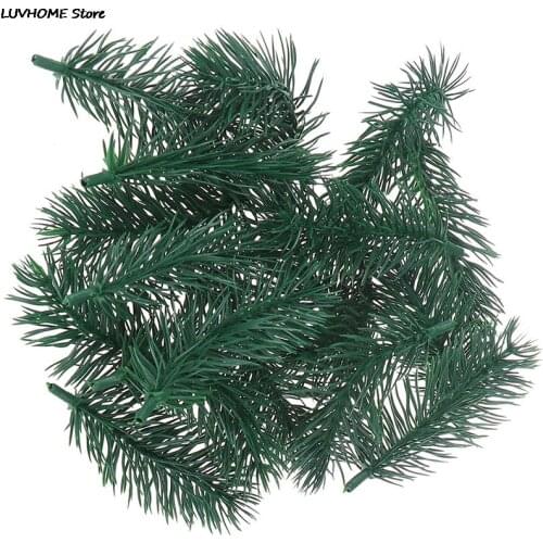 20PCS Artificial Plastic Green Pine Plants Branches Wedding Home Party Decorations DIY ChristmasTree Handcraft Accessories
