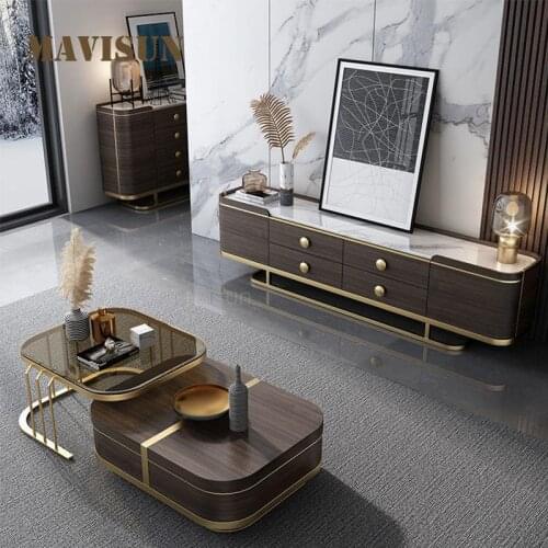 Coffee Tables 2 Pieces Set For Living Room Luxury Modern Tea Table And Tv Cabinet Combination Italian High-End House Furniture