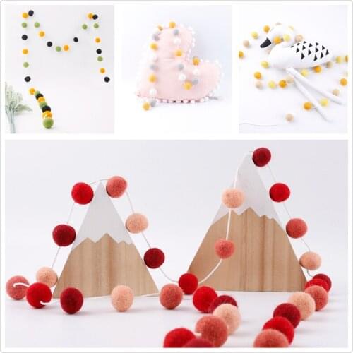 25PCS 20mm Colorful Wool Balls DIY Bed Bell Pendants Nursing Accessories Kids Room Decoration Blue Green Red Soft Felt Wool Ball