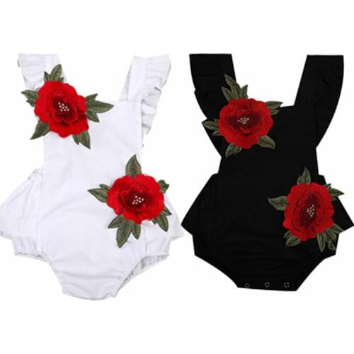 Fashion 2019 Newborn Baby Infant Toddler Girls 3D Rose Sweet Bowknot Sleeveless Bodysuit Sunsuit Playsuit Outfits Baby Clothes