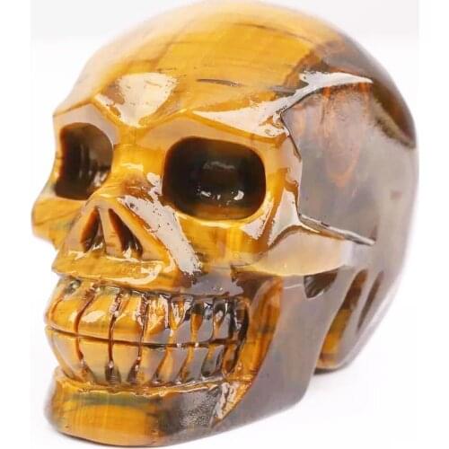 MOKAGY 600g-700g Natural Yellow Tiger Eye Quartz Carvings Crystal Skulls 1pc