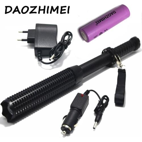 Powerful led flashlight 18650 Q5 Telescopic baton self defense police 1101 Patrol LED rechargeable flash light