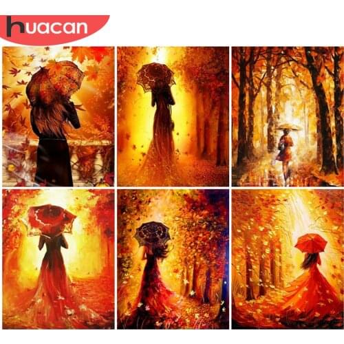 HUACAN Painting By Numbers Women Figure HandPainted Wall Art Unique Gift Acrylic Picture By Numbers Autumn For Living Room