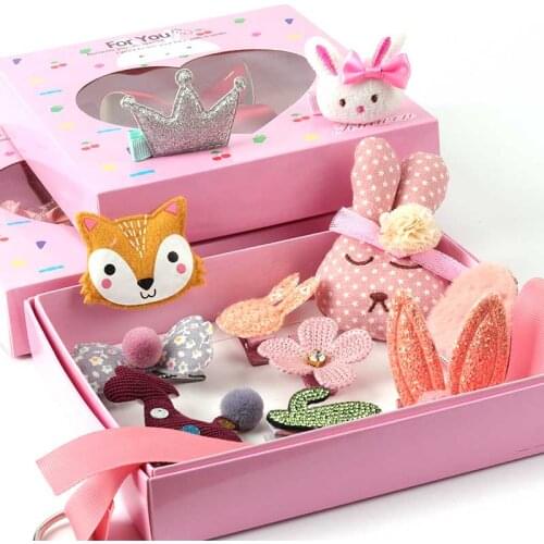 24 PCS of childrens hair rope hairpin set girl flower hair accessories baby hair clip girl bow headdress birthday holiday gift