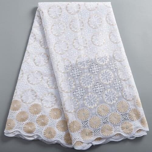 Zhenguiru New High Quality White African Lace Fabric 2021 Swiss Voile Lace Fabric Cotton Nigerian For Women Wedding Dress A 2385