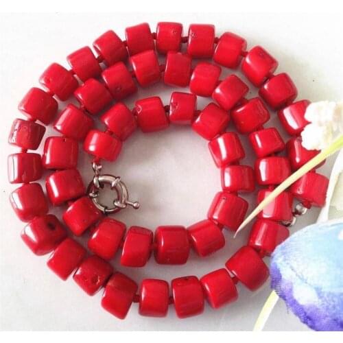 Charming! Natural Red Sea Coral Necklace 18
