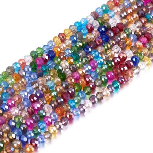 1 Strand 3/4/6/8mm Mixed Electroplate Glass Faceted Rondelle Bead Strands for Jewelry Making DIY Bracelet Necklace