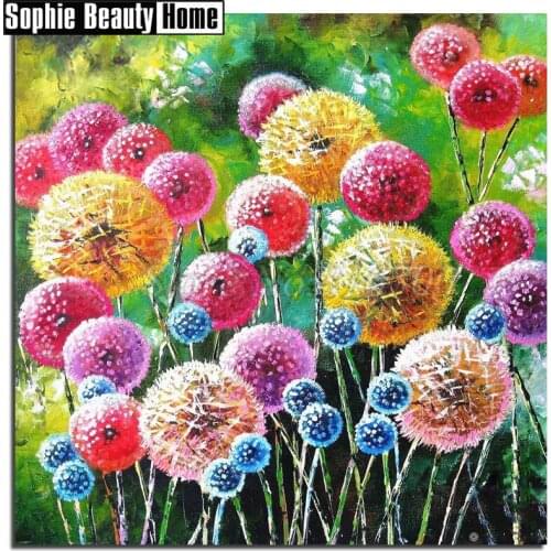 Full square/round Diamond 5D DIY Diamond Painting Colorful Dandelio Diamond Cross Stitch Rhinestone Mosaic Painting Decor 197002