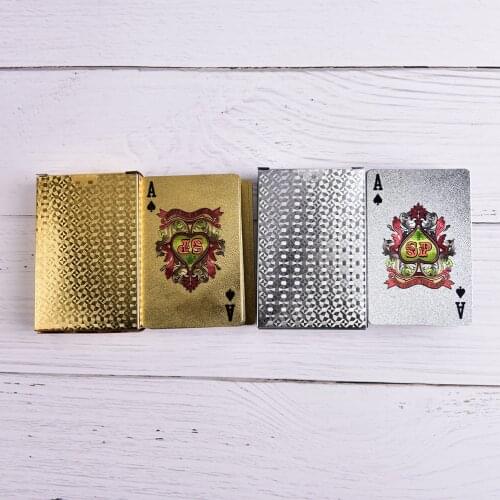 HOT Fashion Waterproof Gold Color Poker Cards Marvellous Luxury Foil Plated Plaid Playing Cards Deck Magic Card Party Games