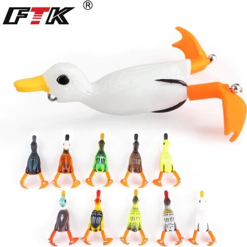 FTK Fishing Lure Splashing Duck Pike Lure Splash Feet Floating Bass 95mm 11.7g Freshwater Soft Lures For Fishing Silicone Bait