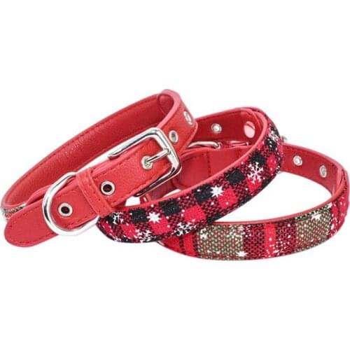 Pet Christmas Cloth Collar New Snowflake Design Multi-Color Dog Cat Lattice Collar Pet Party Festive Accessories
