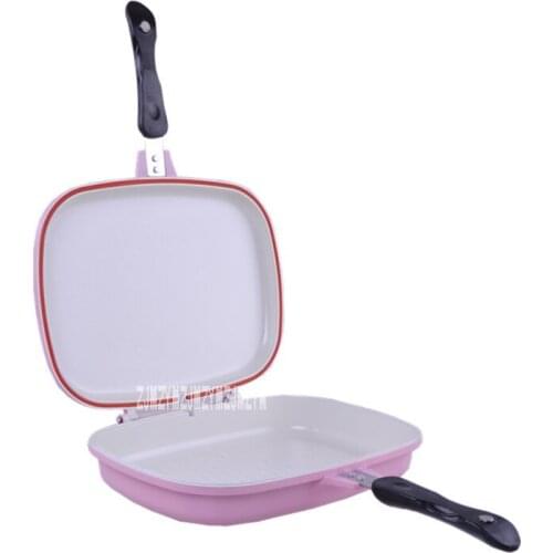 New Wholesale Double-Sided Frying Pan DFP032 Non-Stick Pan Steak Pot Portable Fried Fish Pot Smoke-Free Pan 32CM Hot Selling