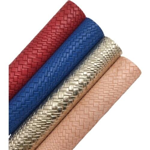LEOsyntheticoDIY Weave Embossed Synthetic Faux Leather Fabric Sheets Felt Backing Leather for DIY Bows Earrings 21X29CM R156