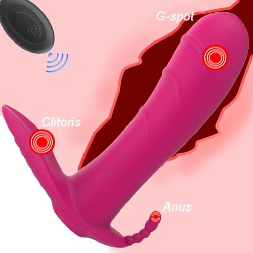 3 IN 1 Wearable Dildo Vibrator G-Spot Stimulation Remote Control Clitoris Vagina Anal Massage Panties for Women Adult Sex Toys