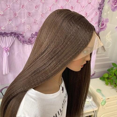26inch Womens Long Yaki Straight Wig Hair Synthetic Natural Brown Cosplay Party Dark Brown Heat Resistant Daily Fashion Wigs