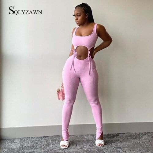 Lace Up Fitness Women Solid Matching Sets Sleeveless Hollow Out Sexy Sporty Two Piece Set Outfits Skinny Crop Top Amd Pants Set