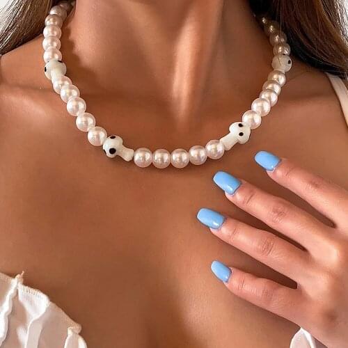 Bohemian Mushroom Imitation Pearl Women Personality Temperament Fashion Fine Necklace Sweet Clavicle Chain Girl Accessories Gift