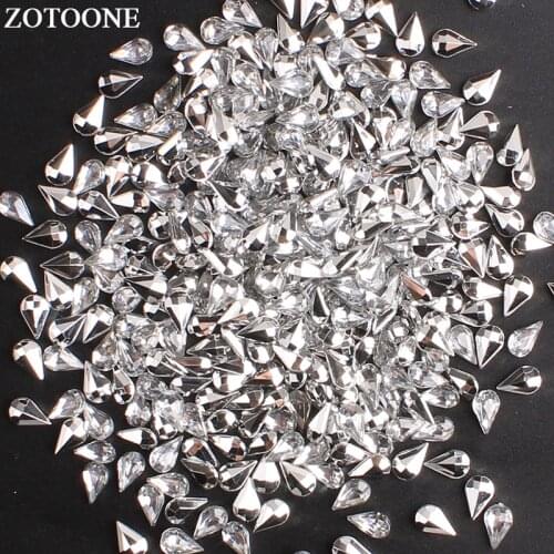 ZOTOONE 100 Pcs 5*8MM Drop Shape Pointback Acryl Rhinestones For Nails Glue On Crystals Strass Applique DIY Wedding Decoration E