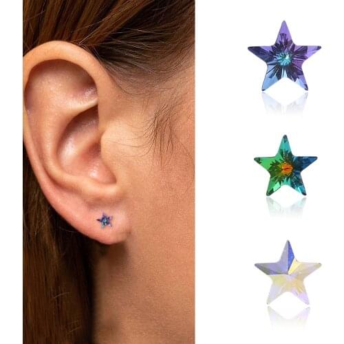 Mini Small Cute Five-Pointed Star Crystal CZ Stud Earrings for WomenPiercing Earings Jewelry Pendientes 1 Pcs