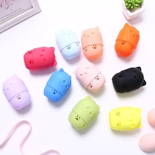 10 Colors Available Silicone Cosmetic Sponge Box Cat Powder Puff Holder Sponge Makeup Drying Case Portable Soft Puff Holder Tool