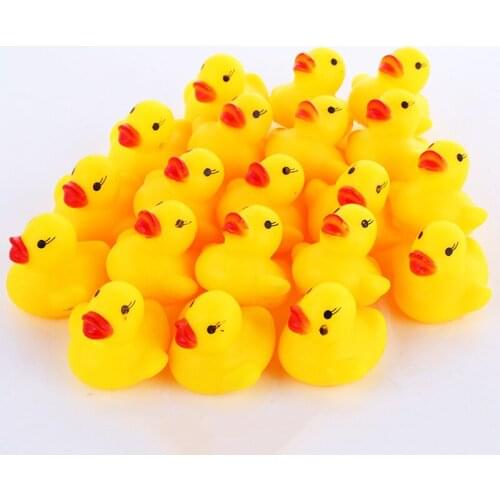 100pcs/lot Baby Bath Ducks Bathing Shower Squeaky Rubber Ducks Swimming Pool Water Play Game Bath Toys for Toddler Gifts