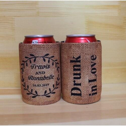 100pcs/lot Custom Print Logo Can Cover Wedding Stubby Holder Print Your Text Thing Surname Personalised Funny Novelty Birthday
