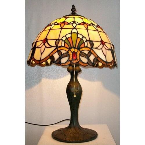 12 Inch Tiffany Table Lamp Stained Glass European Baroque Classic for Living Room E27 110-240V