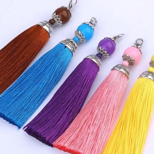 3pcs/5pcs 8cm Silk Tassel Charms Pendants with Lobster Clasps Tassel Brush for Bookmark Craft Jewelry Pendant Decoration Accesso