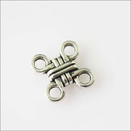 50 New Chinese Knot Connectors Tibetan Silver Tone Charms Pendants 10mm