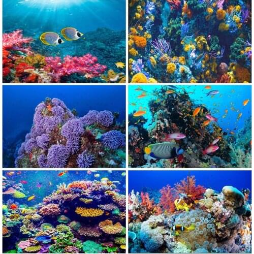 Photo Custom 5d Ocean landscape diamond painting full drill round homefun Cross Stitch Diamond Mosaic fish Diamond Embroidery